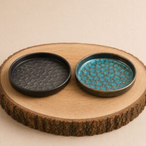 Coasters o portavasos artesanales de cobre puro hechos a mano, ideales para barra de bar o regalo premium.