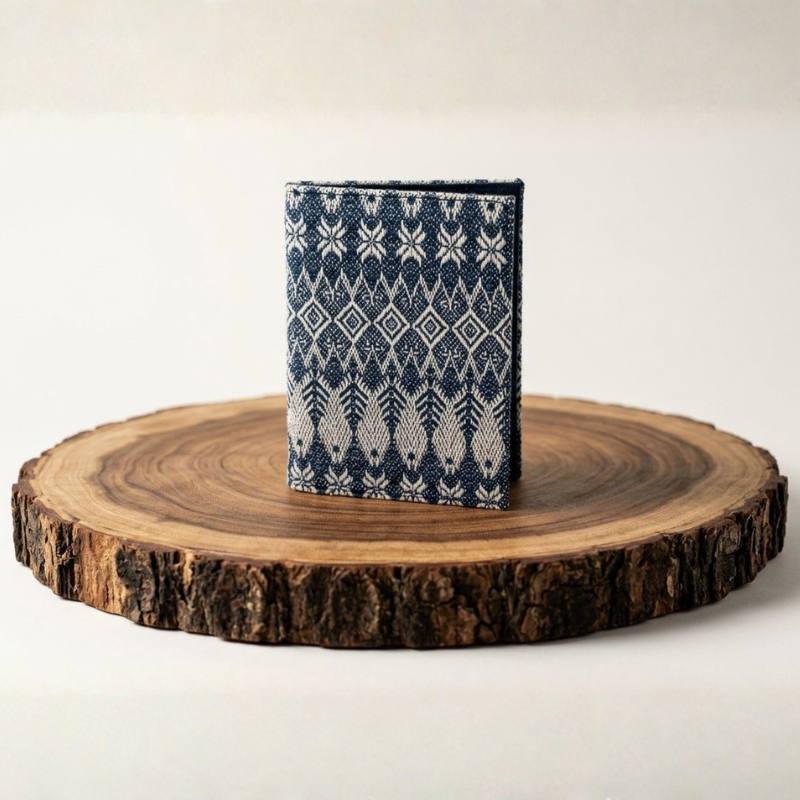 Funda para pasaporte de rebozo tradicional mexicano, accesorio de viaje exclusivo de alta gama.