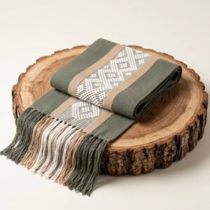Textil artesanal oaxaqueño en telar de cintura, camino de mesa exclusivo para decoración mexicana premium.