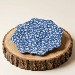 Platón decorativo de talavera poblana hecho a mano, frutero exclusivo de alta gama para centro de mesa.