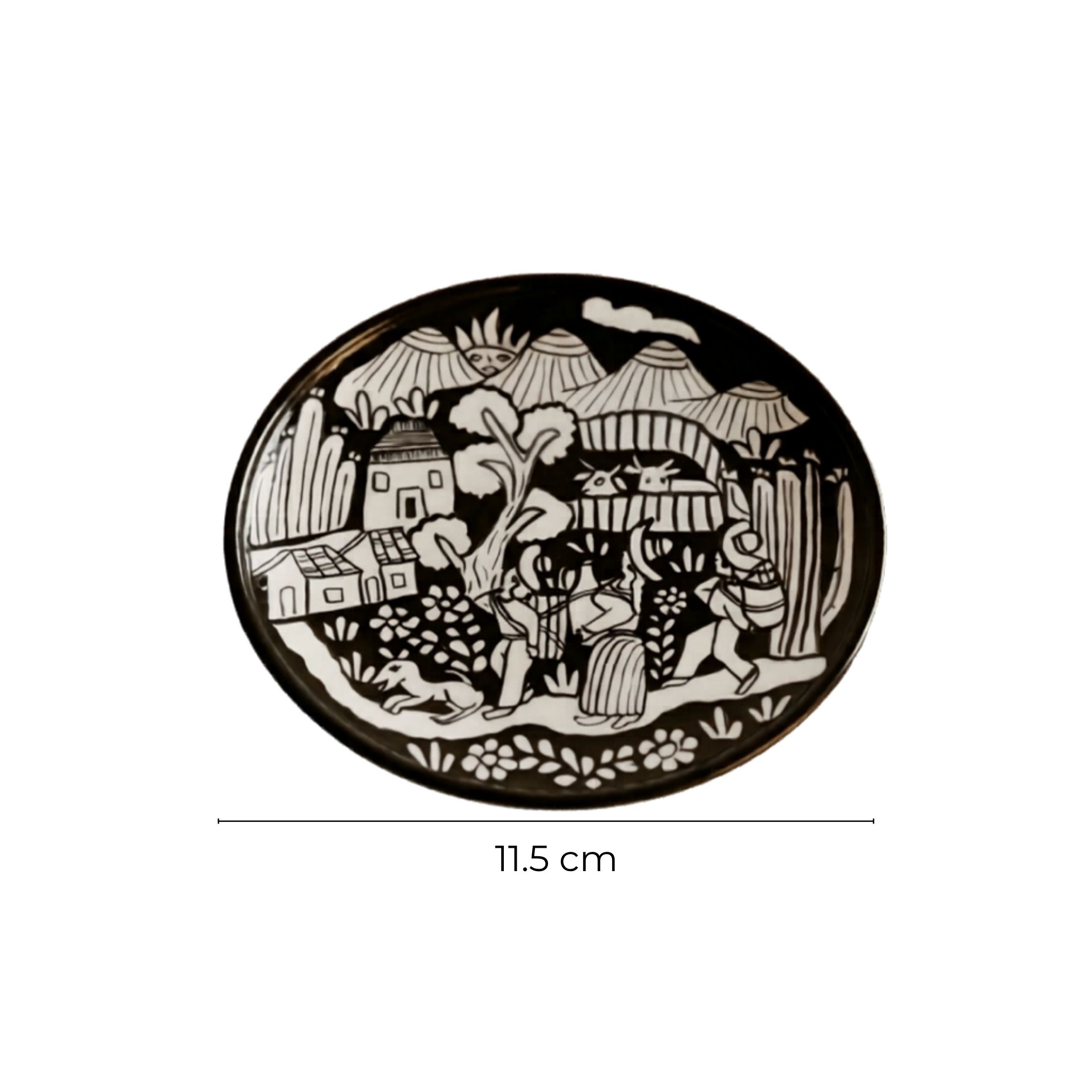 Tazas de cerámica para espresso decoradas a mano con arte tradicional de Guerrero, ideales para barra de café o regalo de lujo.