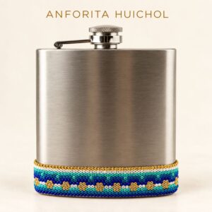 Anforita Huichol con chaquira artesanal, artesanía mexicana Wixárika