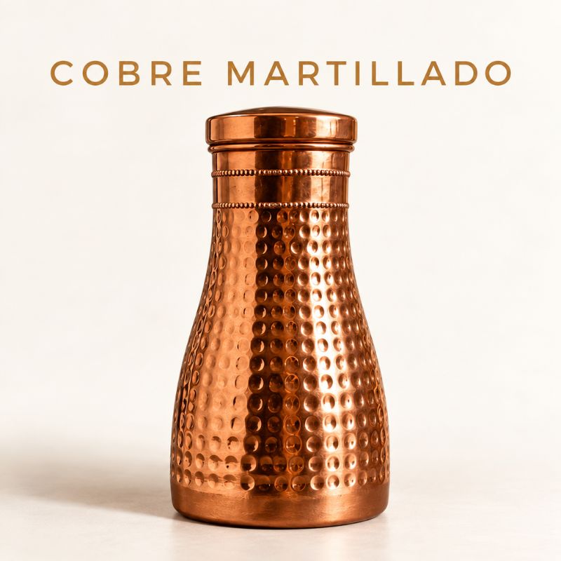 Jarrón de cobre martillado artesanal, artesanía mexicana hecha a mano