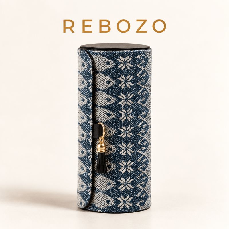 Accesorio forrado con rebozo mexicano, artesanía textil mexicana