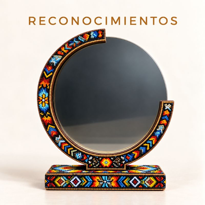 Reconocimiento empresarial con arte Wixárika y artesanía mexicana